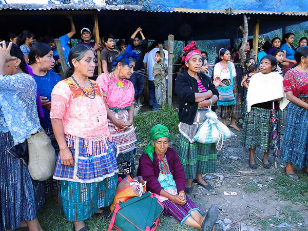Mayan women protest hydroelectric dam projects in the Santa Cruz Barillas in western Guatemala on March 16, 2014. Local opposition to the construction of dams and other natural resource projects in the area has resulted in a government crackdown on activists. Photo credit: Luis Miranda Brugos / Alba Sud Fotografia.